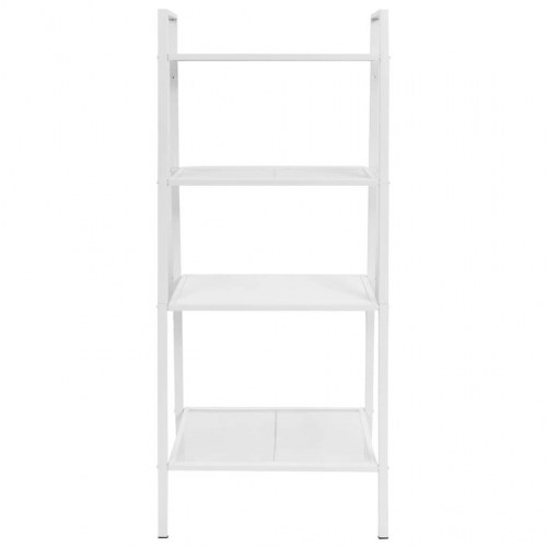 Bogreol i stigeform 4 etager metal hvid