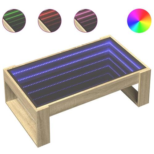 Sofabord med Infinity LED-lys 90x53x30 cm sonoma-eg