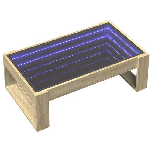 Sofabord med Infinity LED-lys 90x53x30 cm sonoma-eg