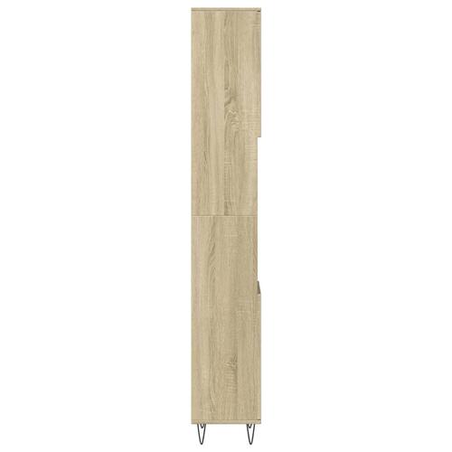Badeværelsesskab 30x30x190 cm konstrueret træ sonoma-eg
