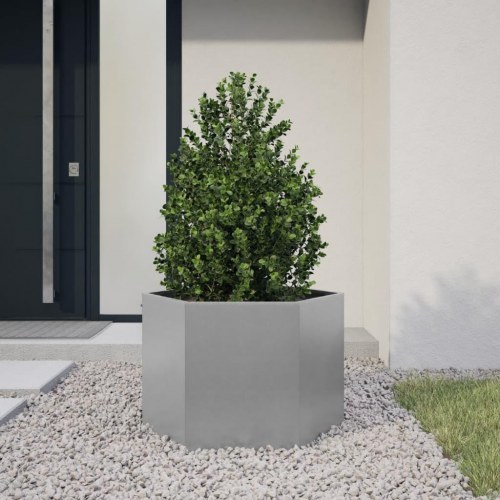 Sekskantet plantekasse 69 × 60 × 45 cm i galvaniseret stål - uden bund