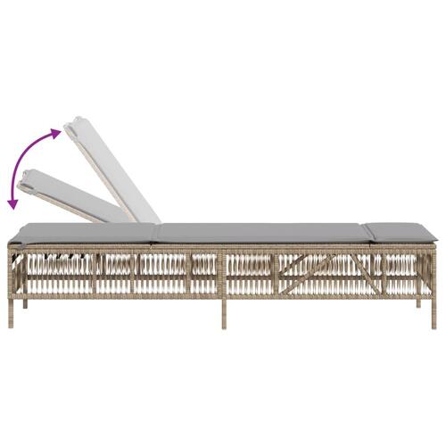 Liggestole 2 stk. med bord polyrattan beige