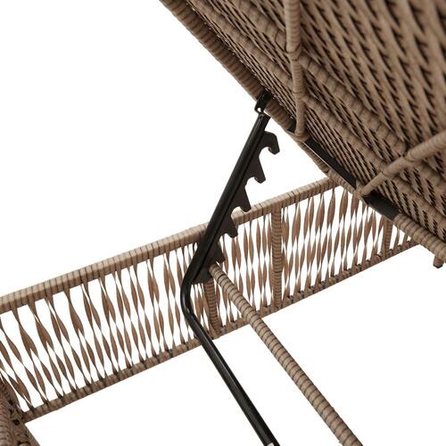 Liggestole 2 stk. med bord polyrattan beige
