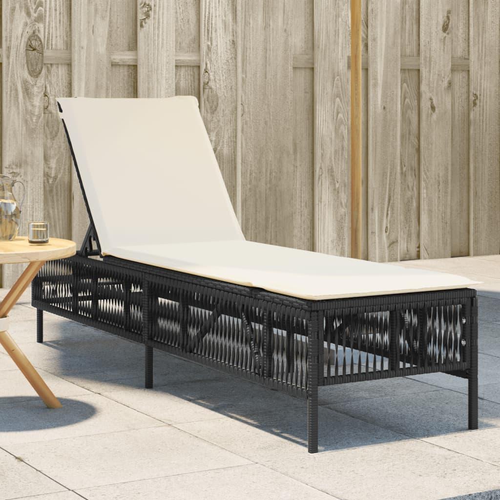 Liggestol med hynde polyrattan sort
