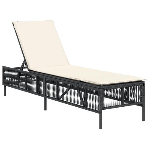 Liggestol med hynde polyrattan sort
