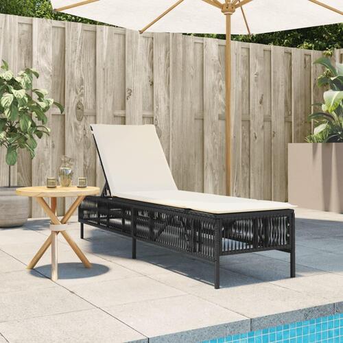 Liggestol med hynde polyrattan sort