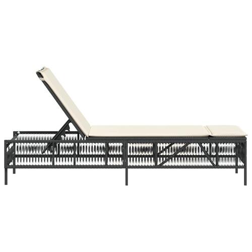 Liggestol med hynde polyrattan sort