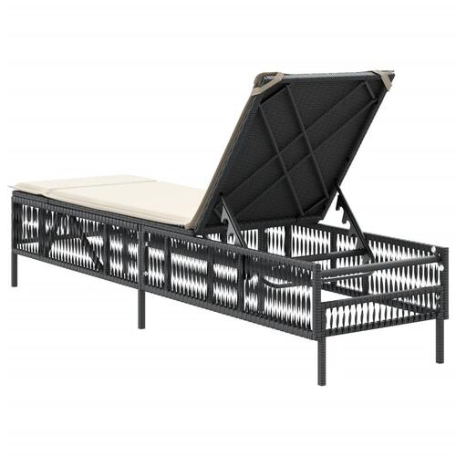 Liggestol med hynde polyrattan sort