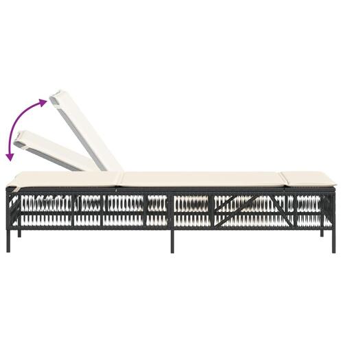 Liggestol med hynde polyrattan sort
