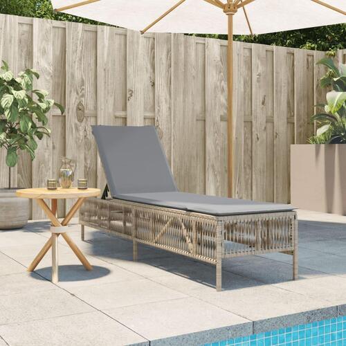 Liggestol med hynde polyrattan beige