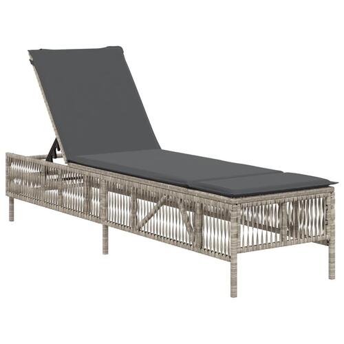 Liggestol med hynde polyrattan lysegrå