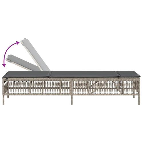 Liggestol med hynde polyrattan lysegrå