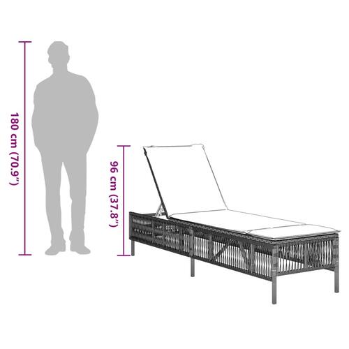 Liggestol med hynde polyrattan lysegrå