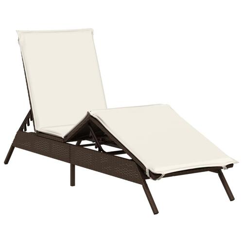 Liggestol med hynde polyrattan brun