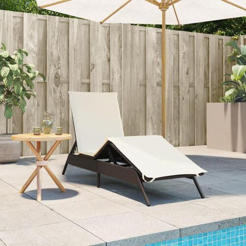 Liggestol med hynde polyrattan brun