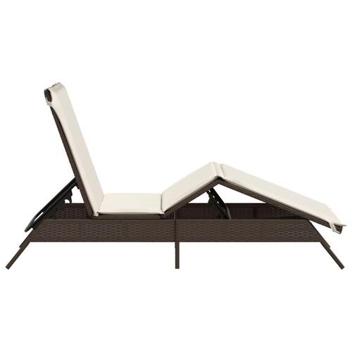 Liggestol med hynde polyrattan brun
