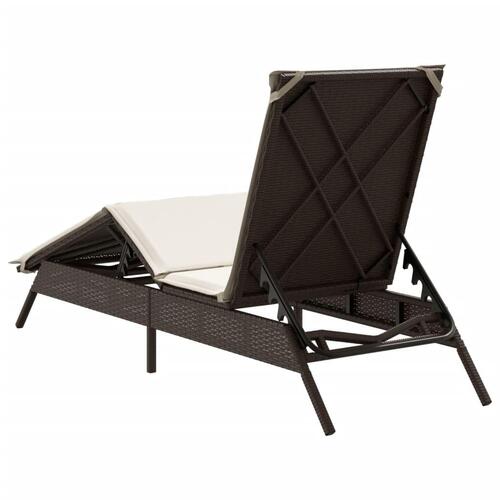 Liggestol med hynde polyrattan brun