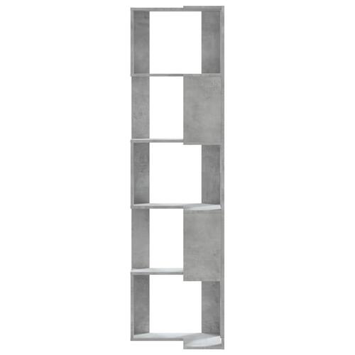 Bogreol til hjørne 50x50x179cm 5hylder konstrueret træ betongrå