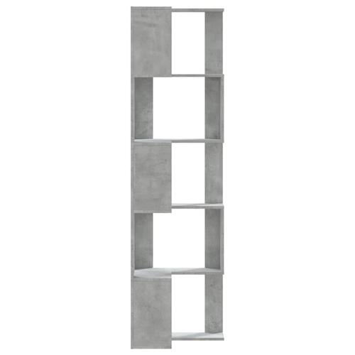 Bogreol til hjørne 50x50x179cm 5hylder konstrueret træ betongrå