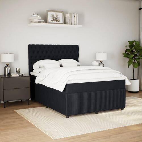 Kontinentalseng med madras 140x190 cm fløjl sort