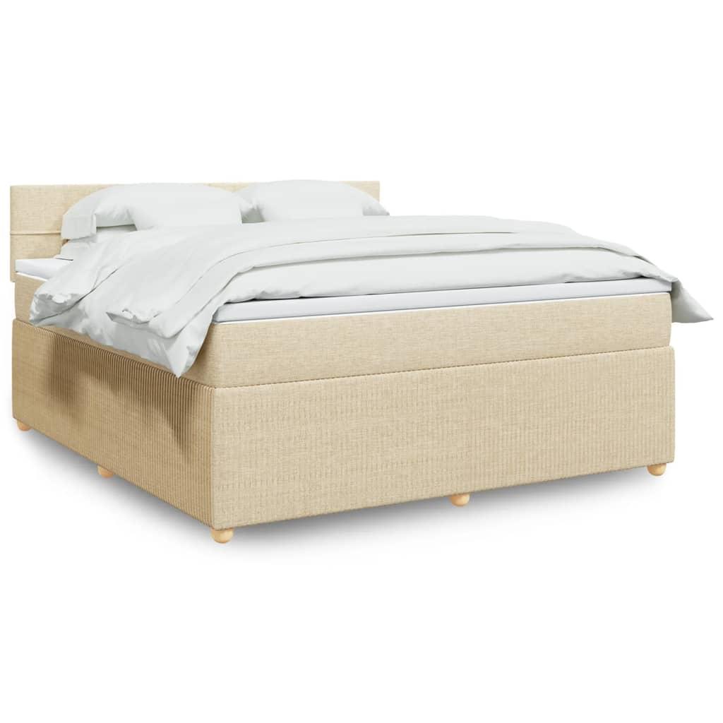 Kontinentalseng med madras 180x200 cm stof cremefarvet billede