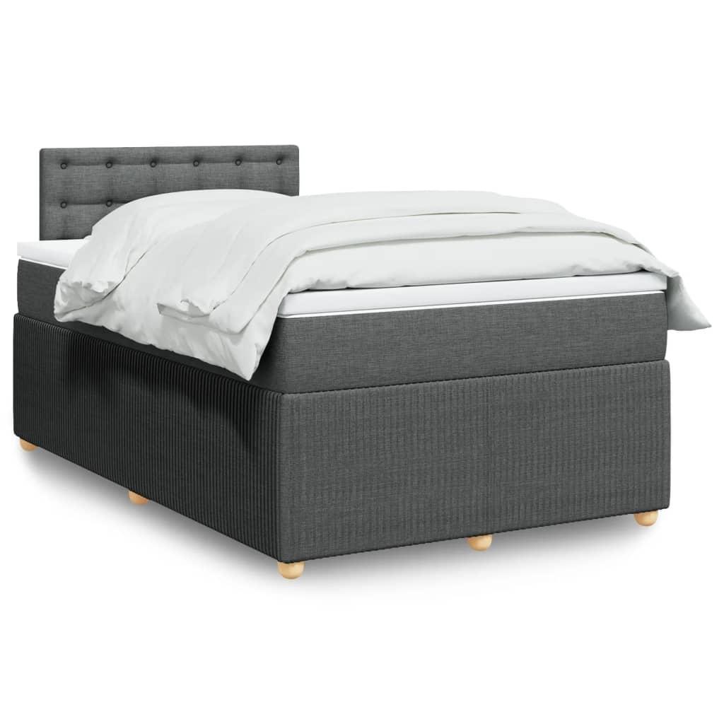 Kontinentalseng med madras og LED 120x200 cm - mørkegrå stof