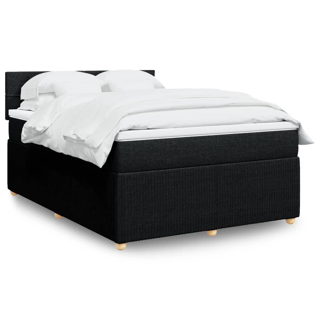Kontinentalseng med madras og topmadras 160x200 cm - stof, sort, LED-lys billede