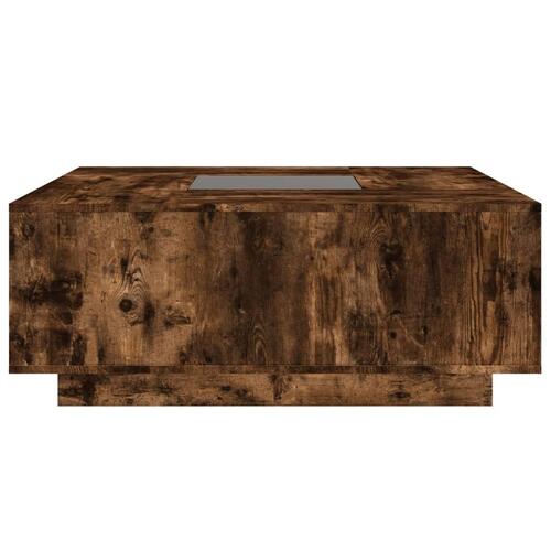 Sofabord med Infinity LED-lys 100x100x40 cm røget egetræsfarve