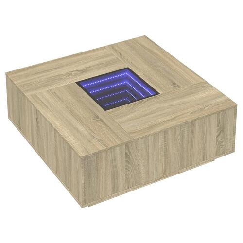 Sofabord med Infinity LED-lys 100x100x40 cm sonoma-eg