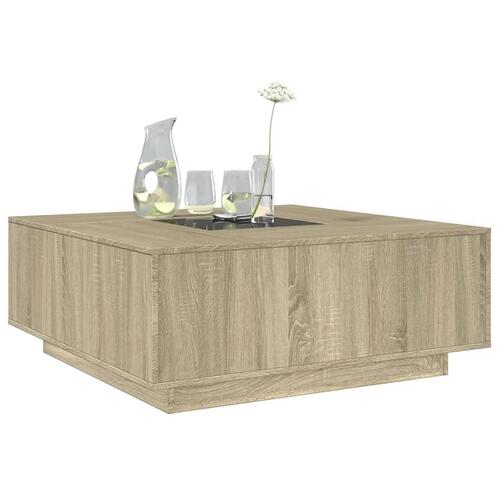 Sofabord med Infinity LED-lys 100x100x40 cm sonoma-eg