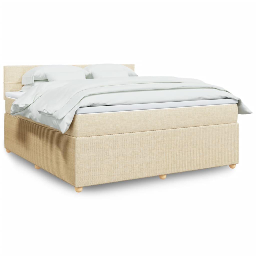 Kontinentalseng med madras 180x200 cm stof cremefarvet billede