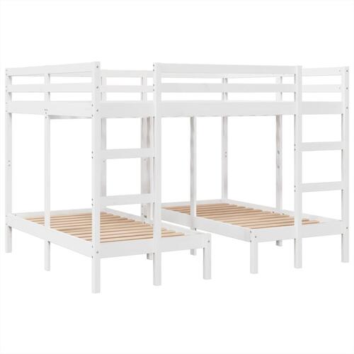 Tredobbelt køjeseng 140x200/70x140 cm massivt fyrretræ hvid