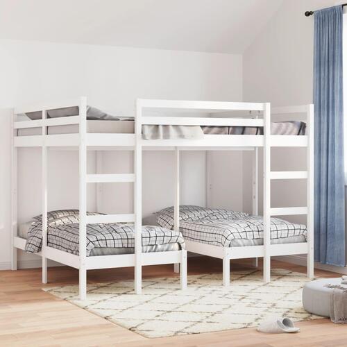 Tredobbelt køjeseng 140x200/70x140 cm massivt fyrretræ hvid