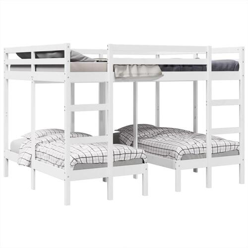 Tredobbelt køjeseng 140x200/70x140 cm massivt fyrretræ hvid
