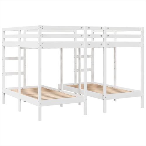 Tredobbelt køjeseng 140x200/70x140 cm massivt fyrretræ hvid