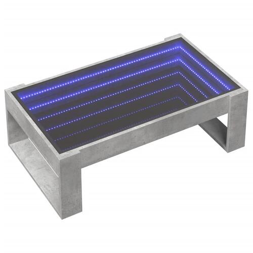 Sofabord med Infinity LED-lys 90x53x30 cm betongrå