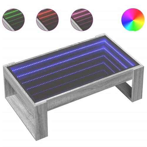 Sofabord med Infinity LED-lys 90x53x30 cm grå sonoma-eg
