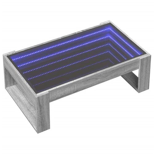 Sofabord med Infinity LED-lys 90x53x30 cm grå sonoma-eg
