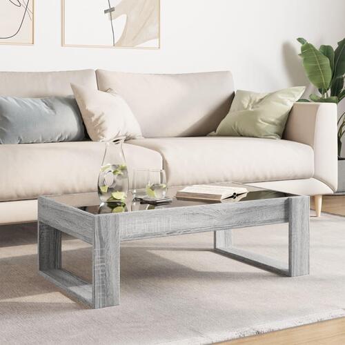 Sofabord med Infinity LED-lys 90x53x30 cm grå sonoma-eg