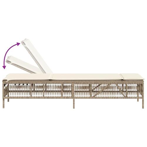 Liggestole 2 stk. med bord polyrattan beige