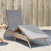Liggestol med hynde polyrattan beige