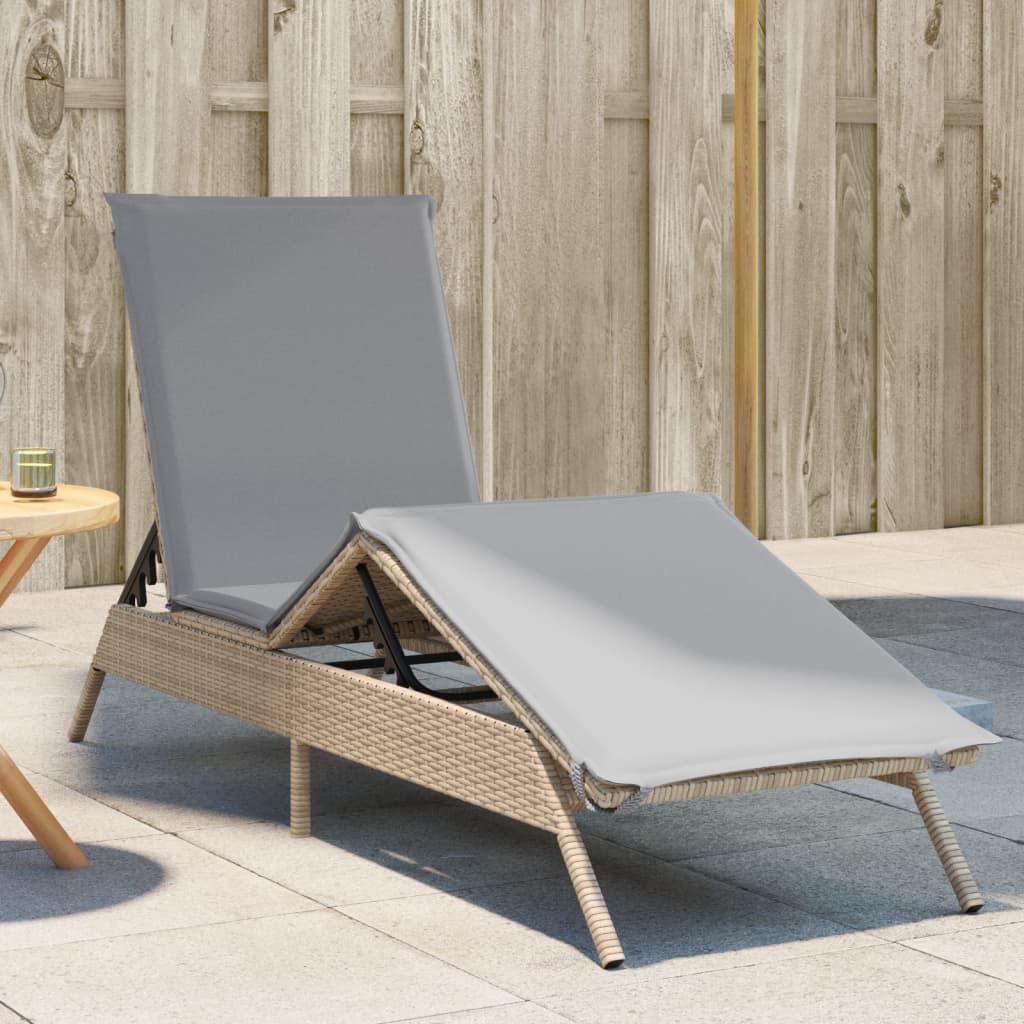 Liggestol med hynde polyrattan beige