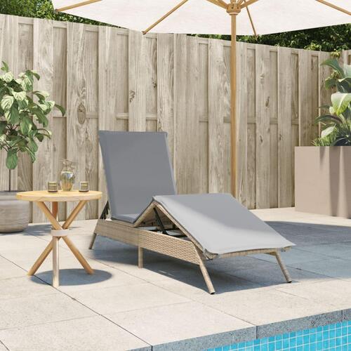 Liggestol med hynde polyrattan beige