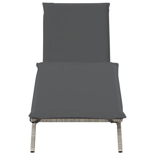 Liggestol med hynde polyrattan lysegrå