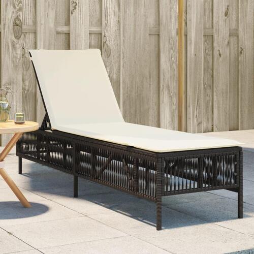 Liggestol med hynde polyrattan brun
