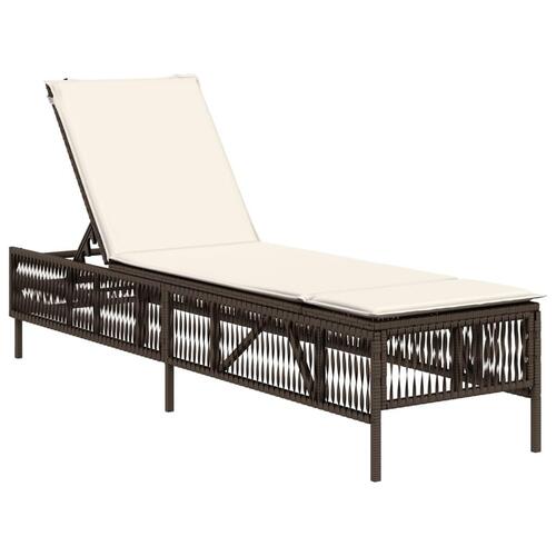Liggestol med hynde polyrattan brun
