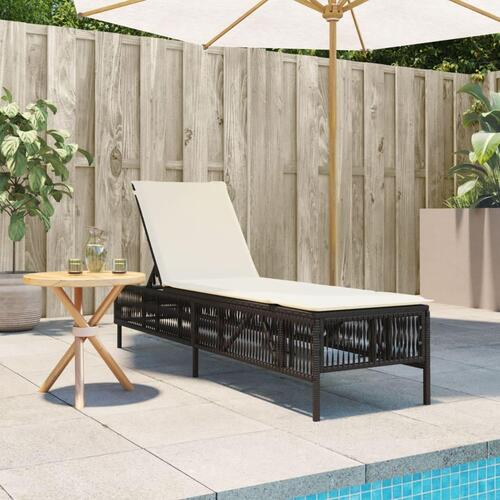Liggestol med hynde polyrattan brun