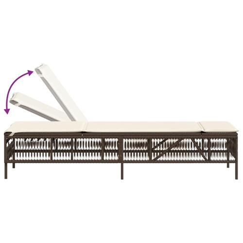 Liggestol med hynde polyrattan brun