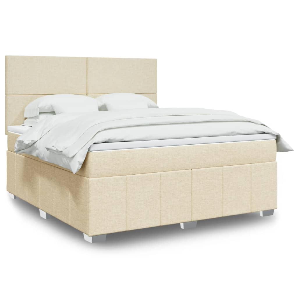 Kontinentalseng 180x200 cm med madras og topmadras - stof, cremefarvet billede