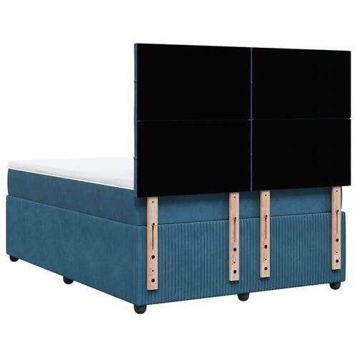 Kontinentalseng med madras 140x190 cm fløjl mørkeblå